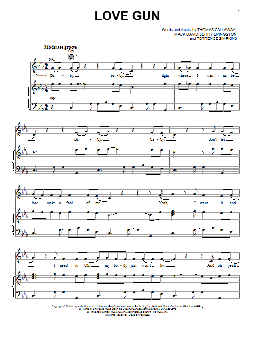 Download Cee Lo Green Love Gun Sheet Music and learn how to play Piano, Vocal & Guitar (Right-Hand Melody) PDF digital score in minutes