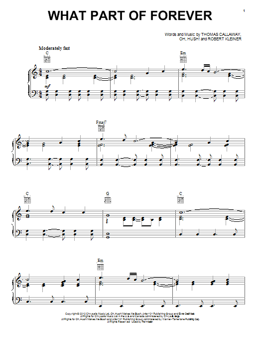 Download Cee Lo Green What Part Of Forever Sheet Music and learn how to play Piano, Vocal & Guitar (Right-Hand Melody) PDF digital score in minutes