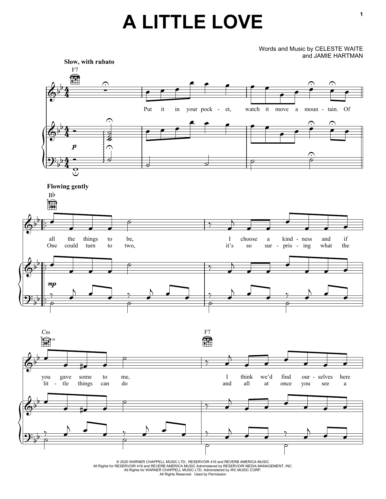 Download Celeste A Little Love (John Lewis 2020) Sheet Music and learn how to play Piano, Vocal & Guitar Chords (Right-Hand Melody) PDF digital score in minutes