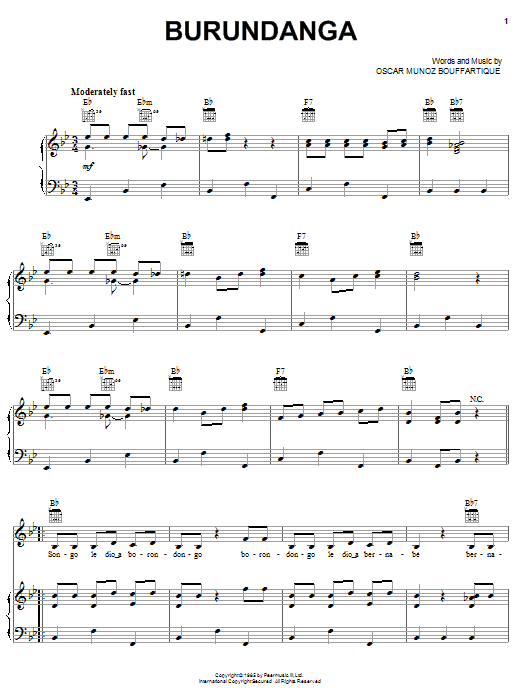 Download Celia Cruz Burundanga Sheet Music and learn how to play Piano, Vocal & Guitar (Right-Hand Melody) PDF digital score in minutes