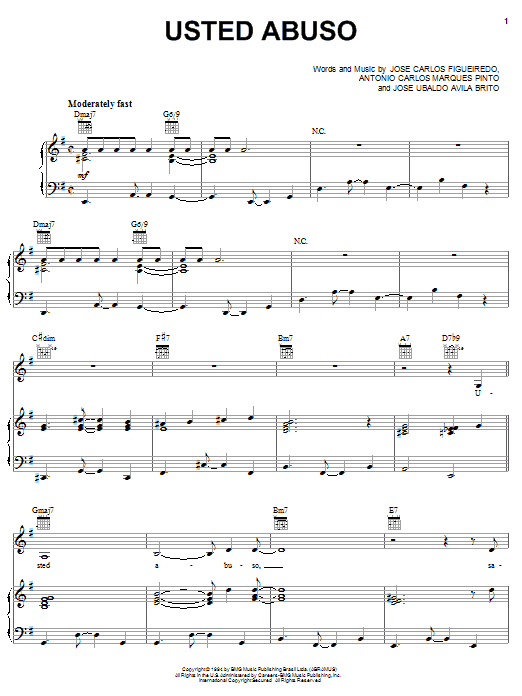 Download Celia Cruz Usted Abuso Sheet Music and learn how to play Piano, Vocal & Guitar (Right-Hand Melody) PDF digital score in minutes