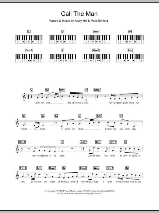 Download Celine Dion Call The Man Sheet Music and learn how to play Keyboard PDF digital score in minutes