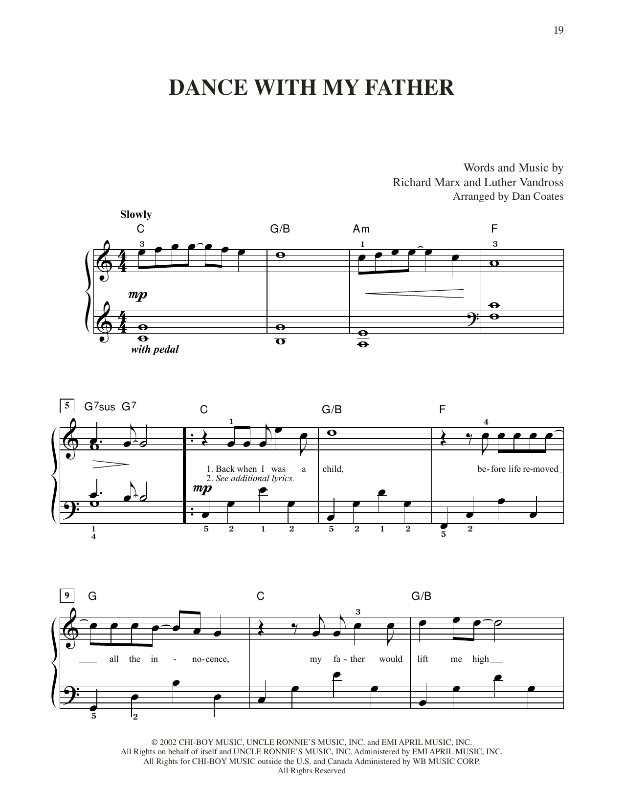 Download Celine Dion Dance With My Father Sheet Music and learn how to play Easy Piano PDF digital score in minutes