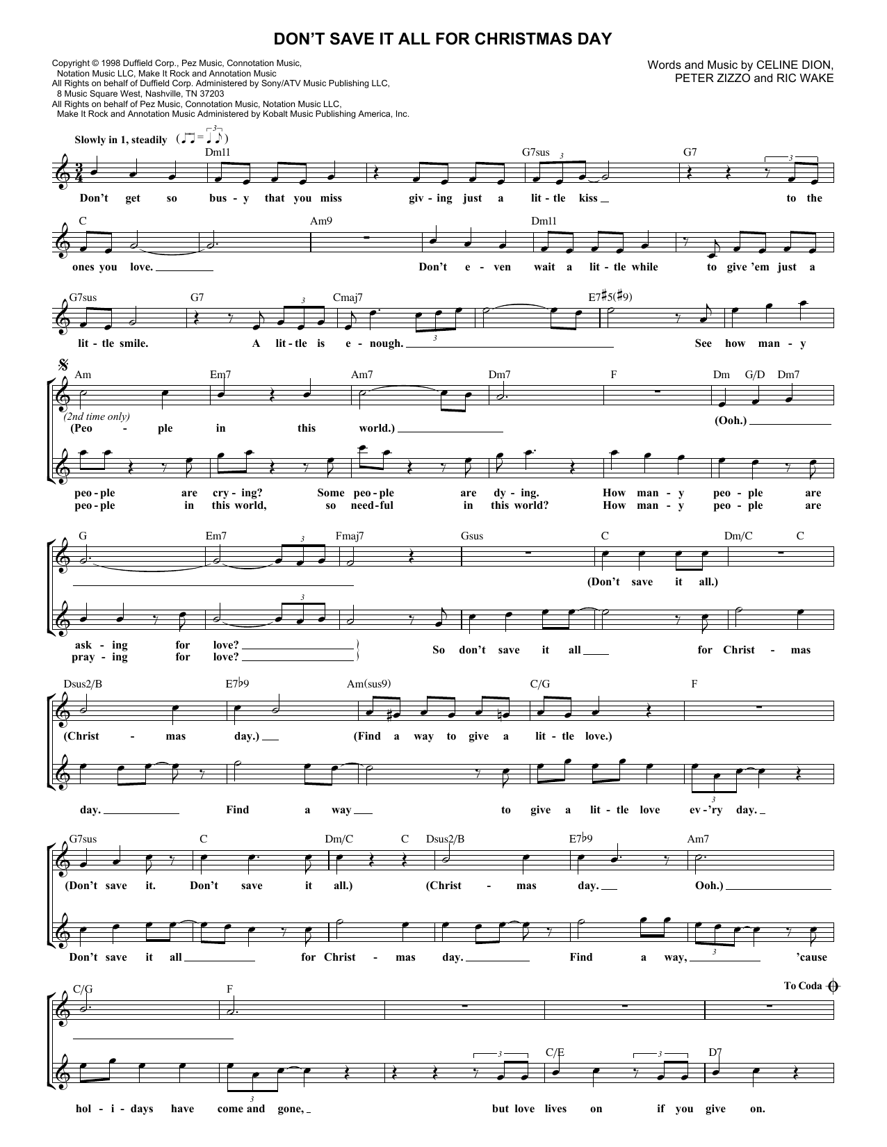 Download Celine Dion Don't Save It All For Christmas Day Sheet Music and learn how to play Trumpet PDF digital score in minutes