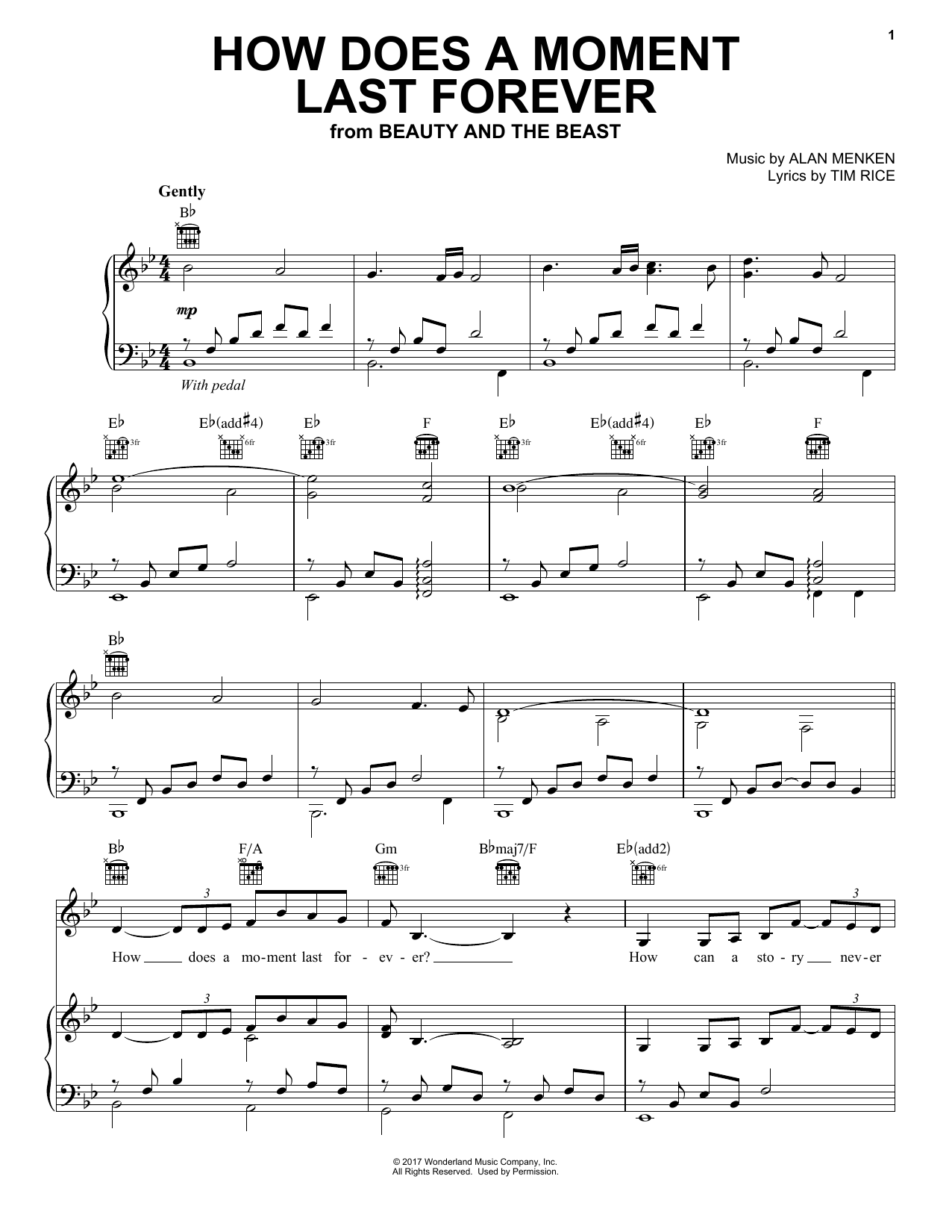 Download Alan Menken How Does A Moment Last Forever Sheet Music and learn how to play Clarinet PDF digital score in minutes