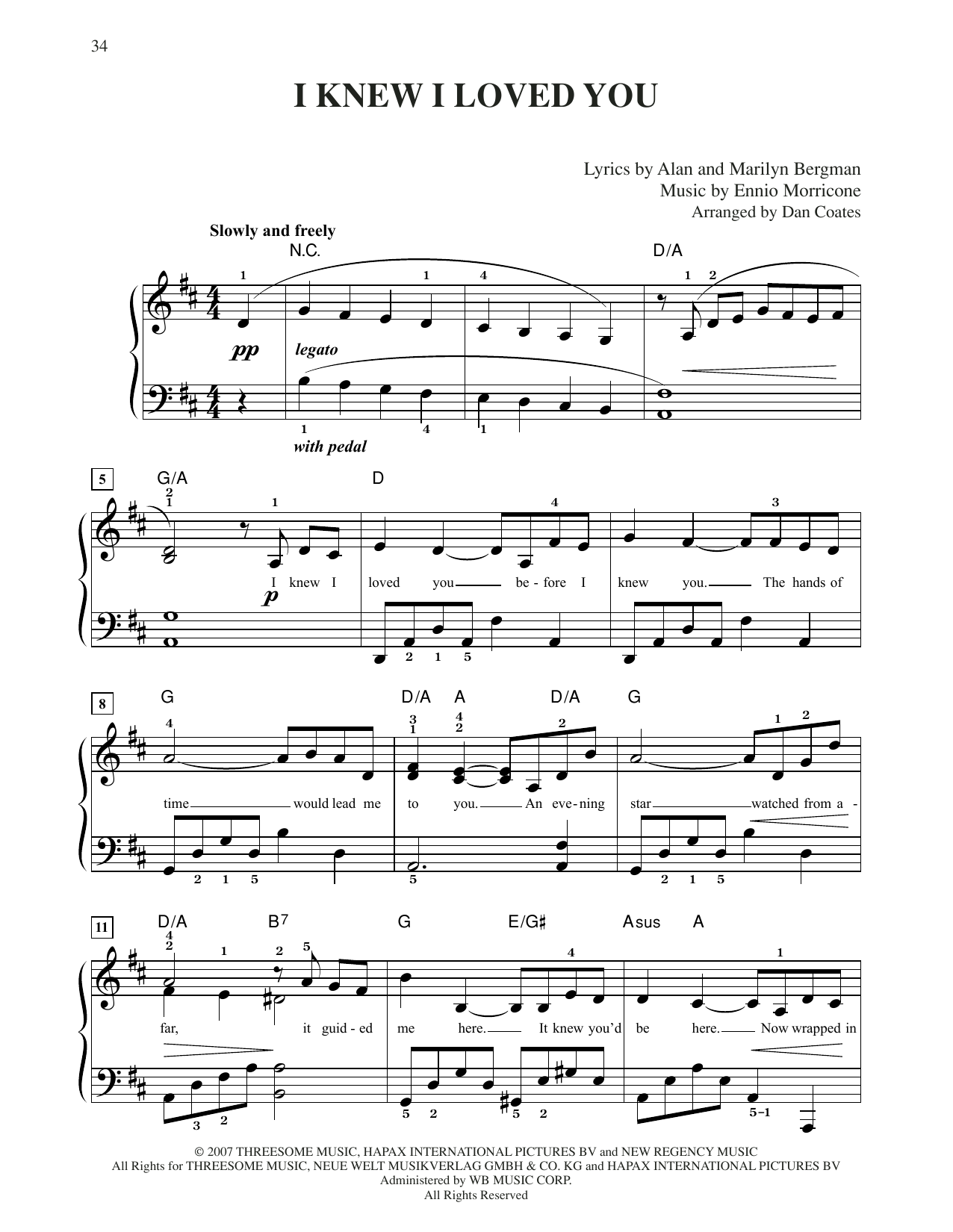 Download Celine Dion I Knew I Loved You (L'Alba Del Mondo) Sheet Music and learn how to play Easy Piano PDF digital score in minutes