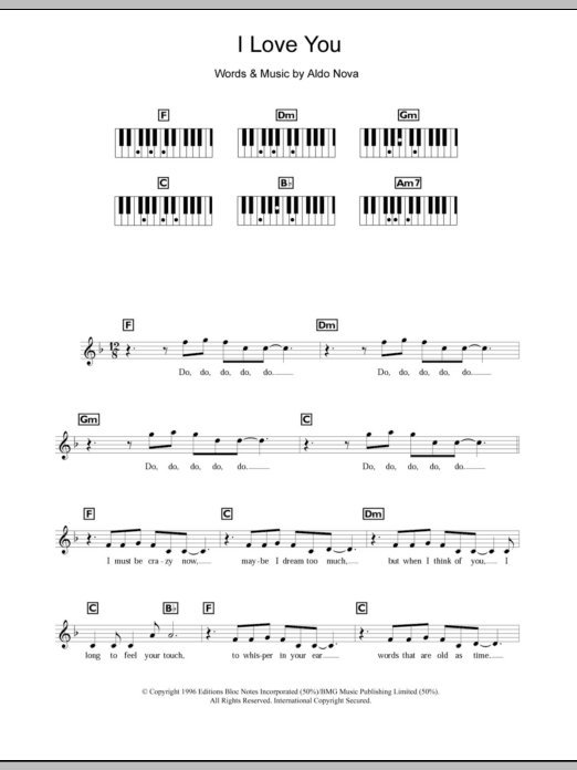 Download Celine Dion I Love You Sheet Music and learn how to play Keyboard PDF digital score in minutes