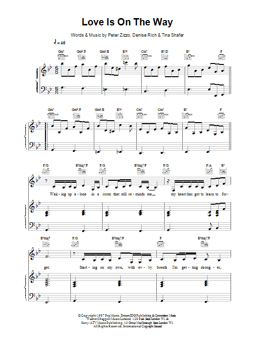 Download Celine Dion Love Is On The Way Sheet Music and learn how to play Piano, Vocal & Guitar (Right-Hand Melody) PDF digital score in minutes