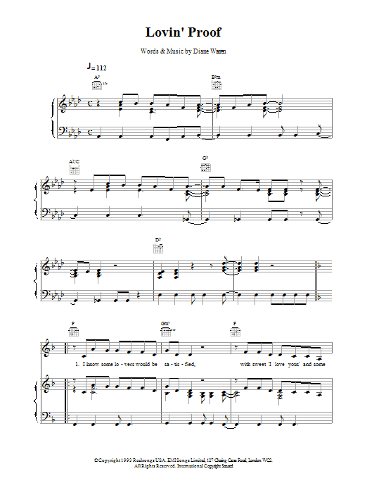 Download Celine Dion Lovin' Proof Sheet Music and learn how to play Piano, Vocal & Guitar (Right-Hand Melody) PDF digital score in minutes