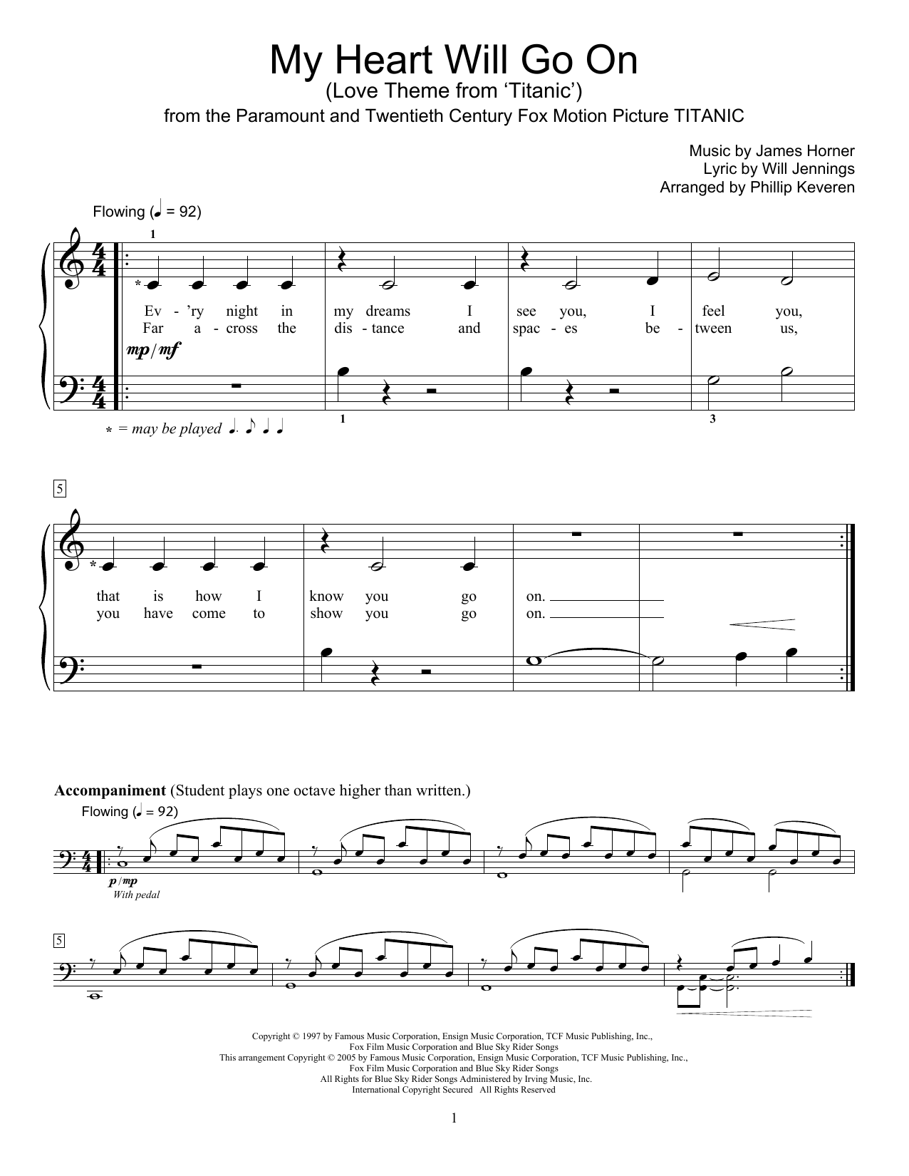 Download Phillip Keveren My Heart Will Go On (Love Theme From 'Titanic') Sheet Music and learn how to play Piano PDF digital score in minutes