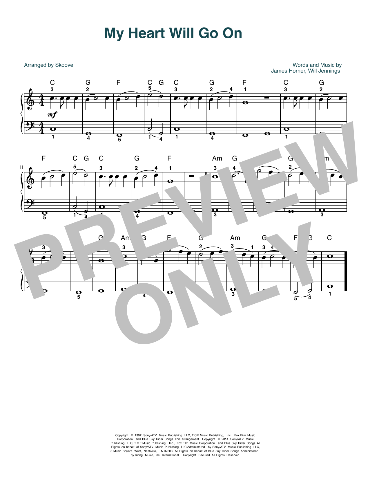 Download Celine Dion My Heart Will Go On (Love Theme From 'Titanic') (arr. Skoove) Sheet Music and learn how to play Beginner Piano (Abridged) PDF digital score in minutes