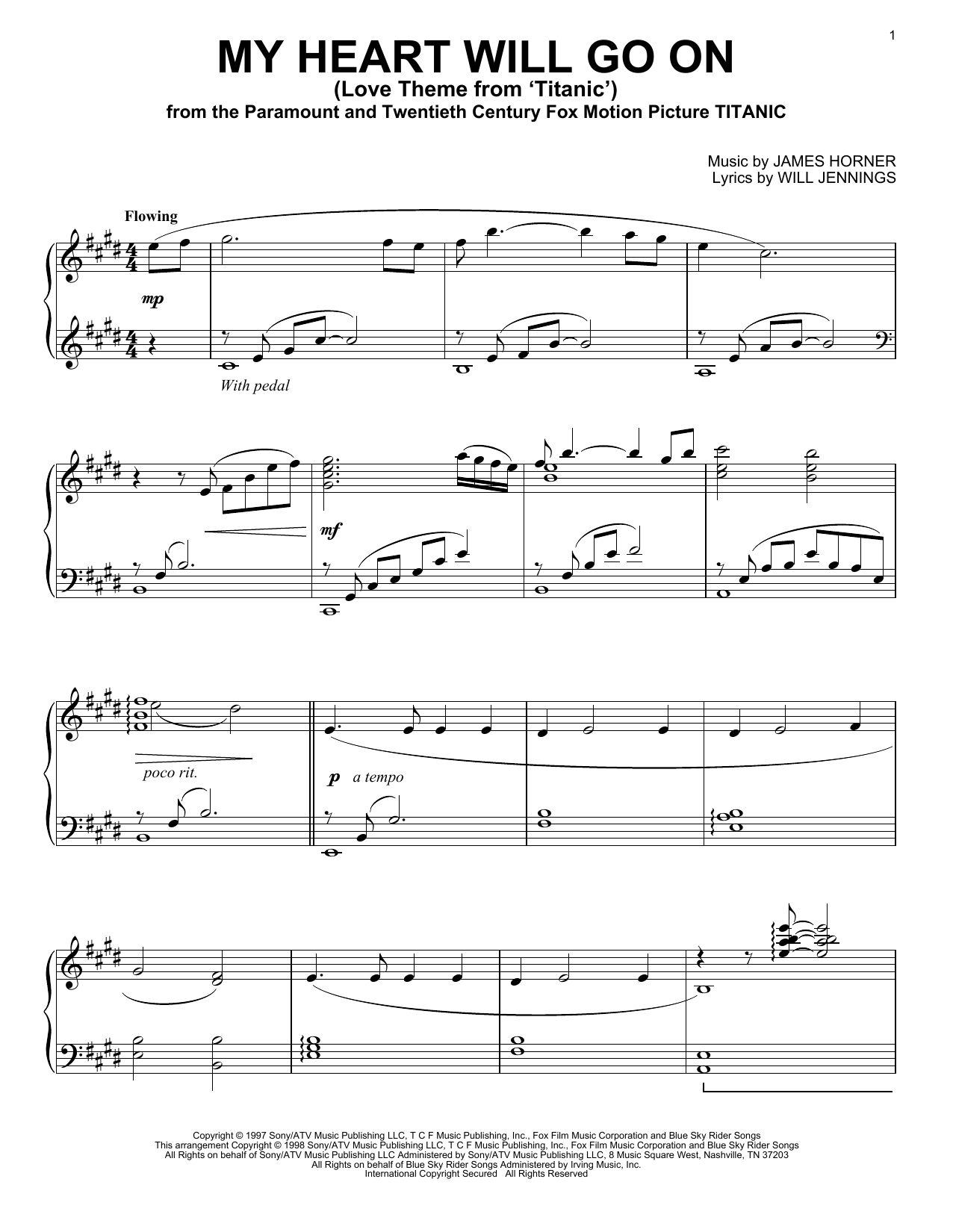 Download Celine Dion My Heart Will Go On Sheet Music and learn how to play Piano PDF digital score in minutes