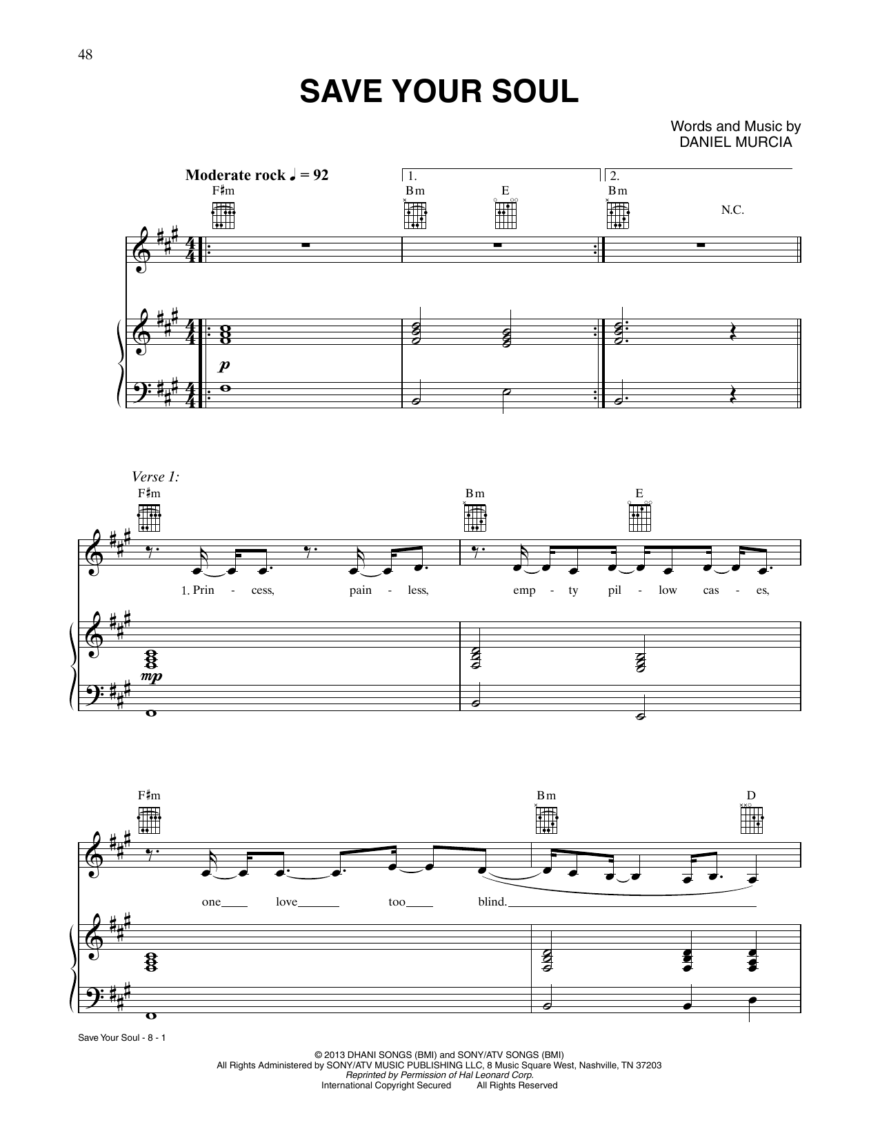 Download CÉLINE DION Save Your Soul Sheet Music and learn how to play Piano, Vocal & Guitar Chords (Right-Hand Melody) PDF digital score in minutes