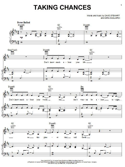 Download Celine Dion Taking Chances Sheet Music and learn how to play Easy Piano PDF digital score in minutes