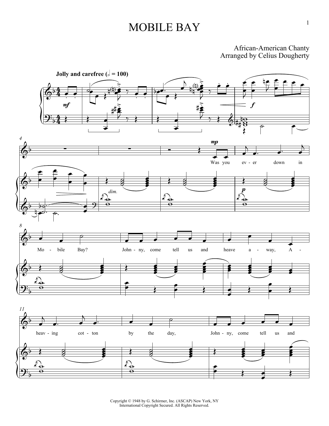 Download Celius Dougherty Mobile Bay Sheet Music and learn how to play Piano & Vocal PDF digital score in minutes