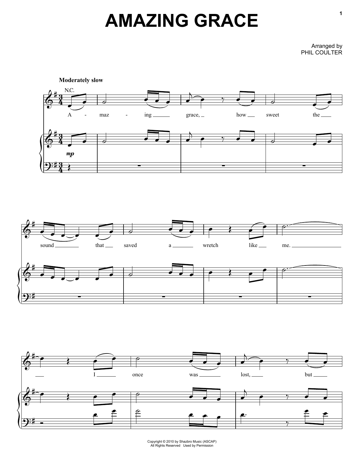 Download Celtic Thunder Amazing Grace Sheet Music and learn how to play Piano, Vocal & Guitar (Right-Hand Melody) PDF digital score in minutes