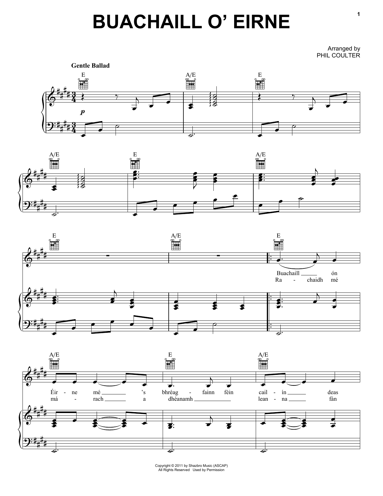 Download Celtic Thunder Buachaill O'Eirne Sheet Music and learn how to play Piano, Vocal & Guitar (Right-Hand Melody) PDF digital score in minutes