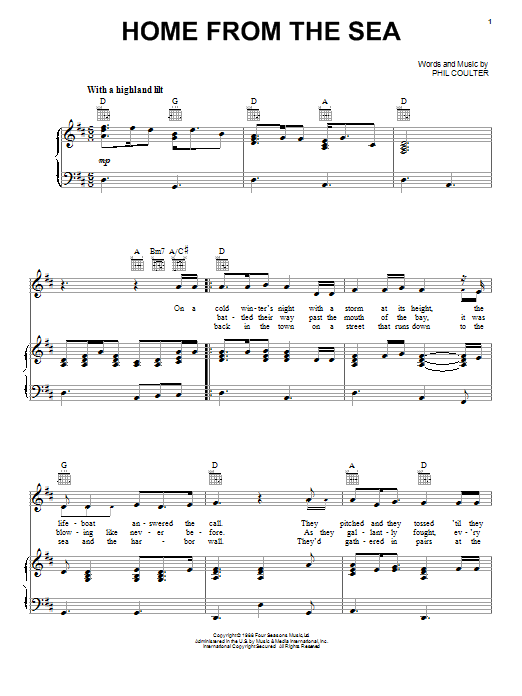 Download Celtic Thunder Home From The Sea Sheet Music and learn how to play Piano, Vocal & Guitar (Right-Hand Melody) PDF digital score in minutes