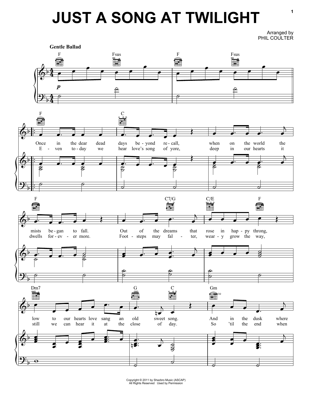 Download Celtic Thunder Just A Song At Twilight Sheet Music and learn how to play Piano, Vocal & Guitar (Right-Hand Melody) PDF digital score in minutes