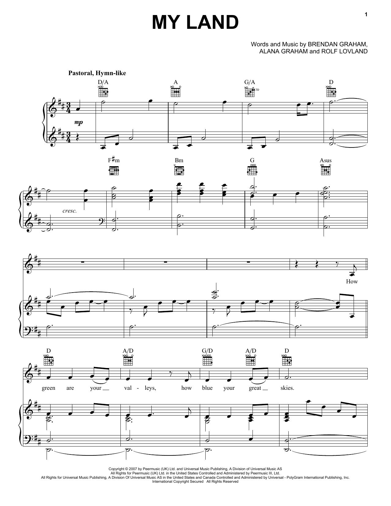 Download Celtic Thunder My Land Sheet Music and learn how to play Piano, Vocal & Guitar (Right-Hand Melody) PDF digital score in minutes