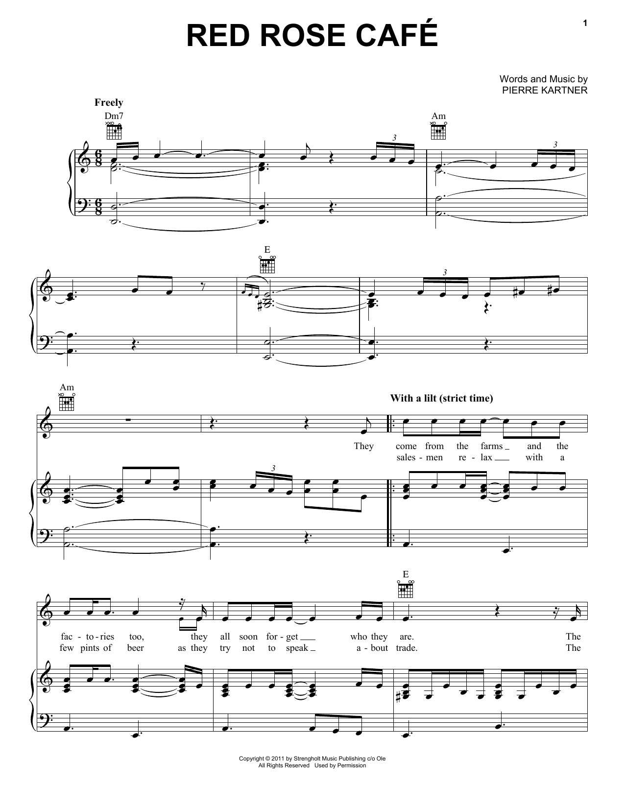 Download Celtic Thunder Red Rose Cafe Sheet Music and learn how to play Piano, Vocal & Guitar (Right-Hand Melody) PDF digital score in minutes