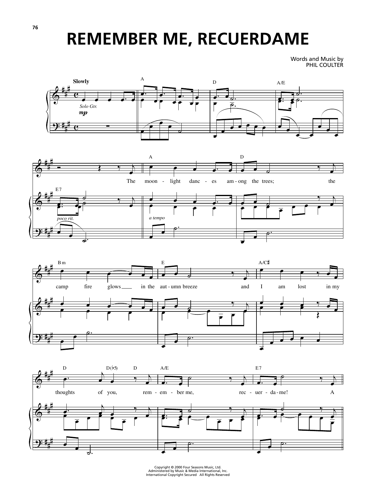 Download Celtic Thunder Remember Me, Recuerdame Sheet Music and learn how to play Piano & Vocal PDF digital score in minutes