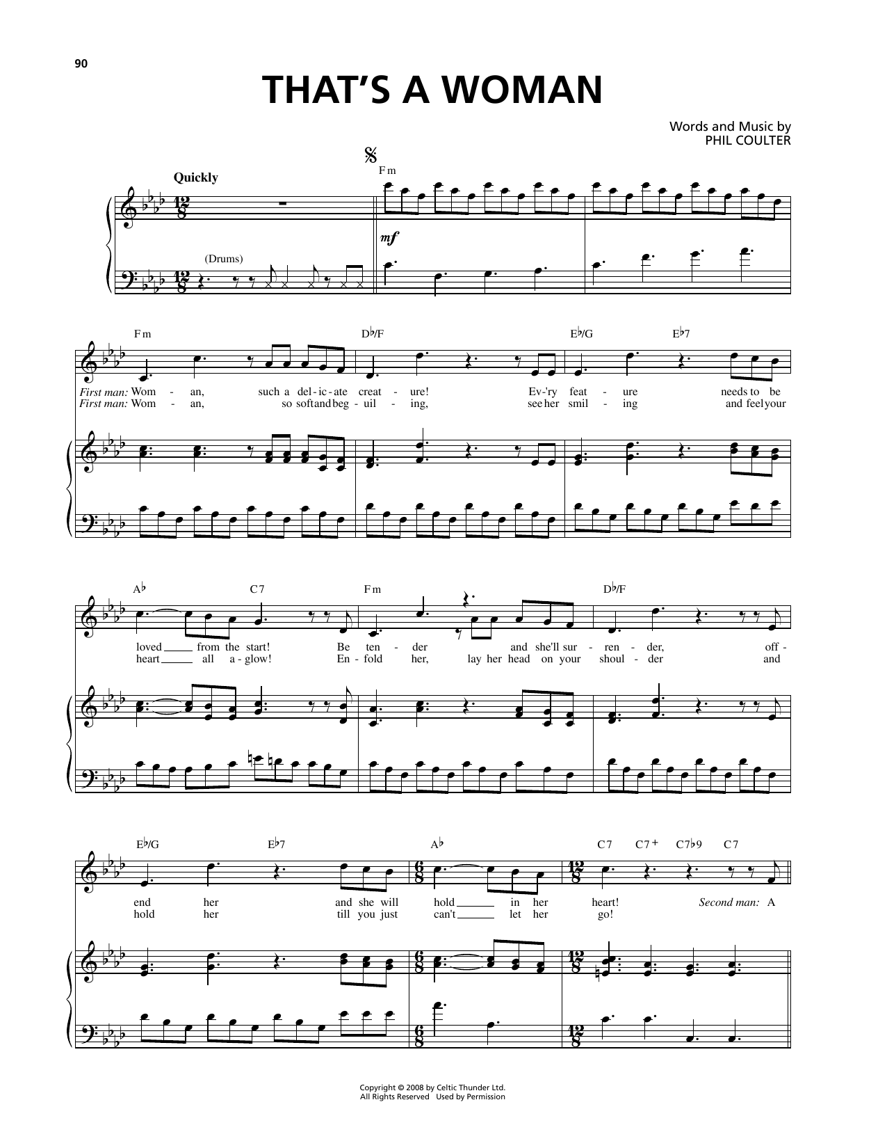 Download Celtic Thunder That's A Woman Sheet Music and learn how to play Piano & Vocal PDF digital score in minutes