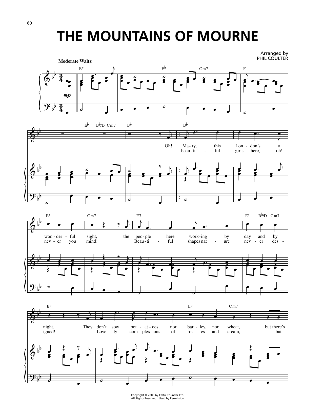 Download Celtic Thunder The Mountains Of Mourne Sheet Music and learn how to play Piano & Vocal PDF digital score in minutes