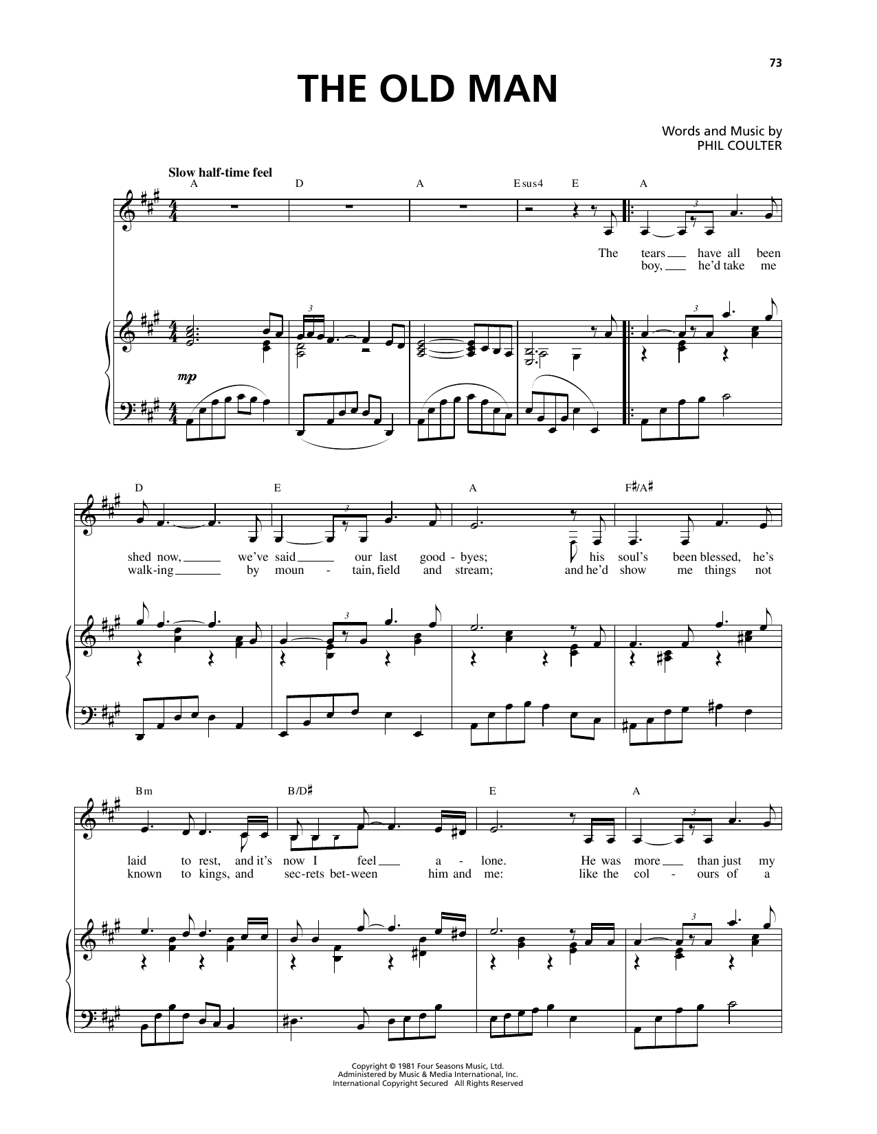 Download Celtic Thunder The Old Man Sheet Music and learn how to play Piano & Vocal PDF digital score in minutes