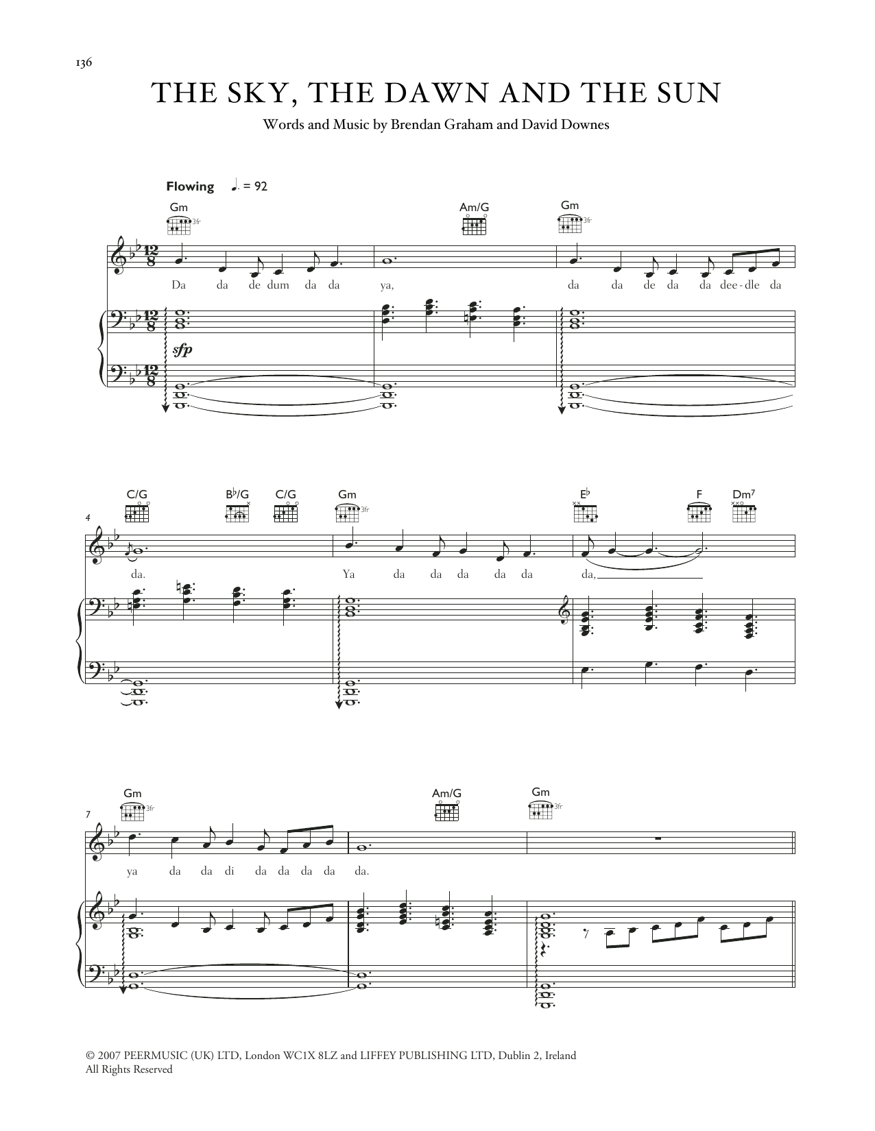 Download Celtic Woman The Sky And The Dawn And The Sun Sheet Music and learn how to play Piano, Vocal & Guitar Chords (Right-Hand Melody) PDF digital score in minutes