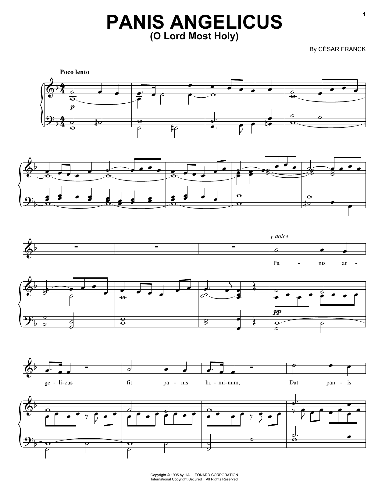 Download César Franck Panis Angelicus (O Lord Most Holy) Sheet Music and learn how to play Piano & Vocal PDF digital score in minutes