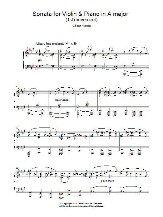 Download César Franck Sonata For Violin & Piano In A Major, 1st Movement Sheet Music and learn how to play Piano PDF digital score in minutes