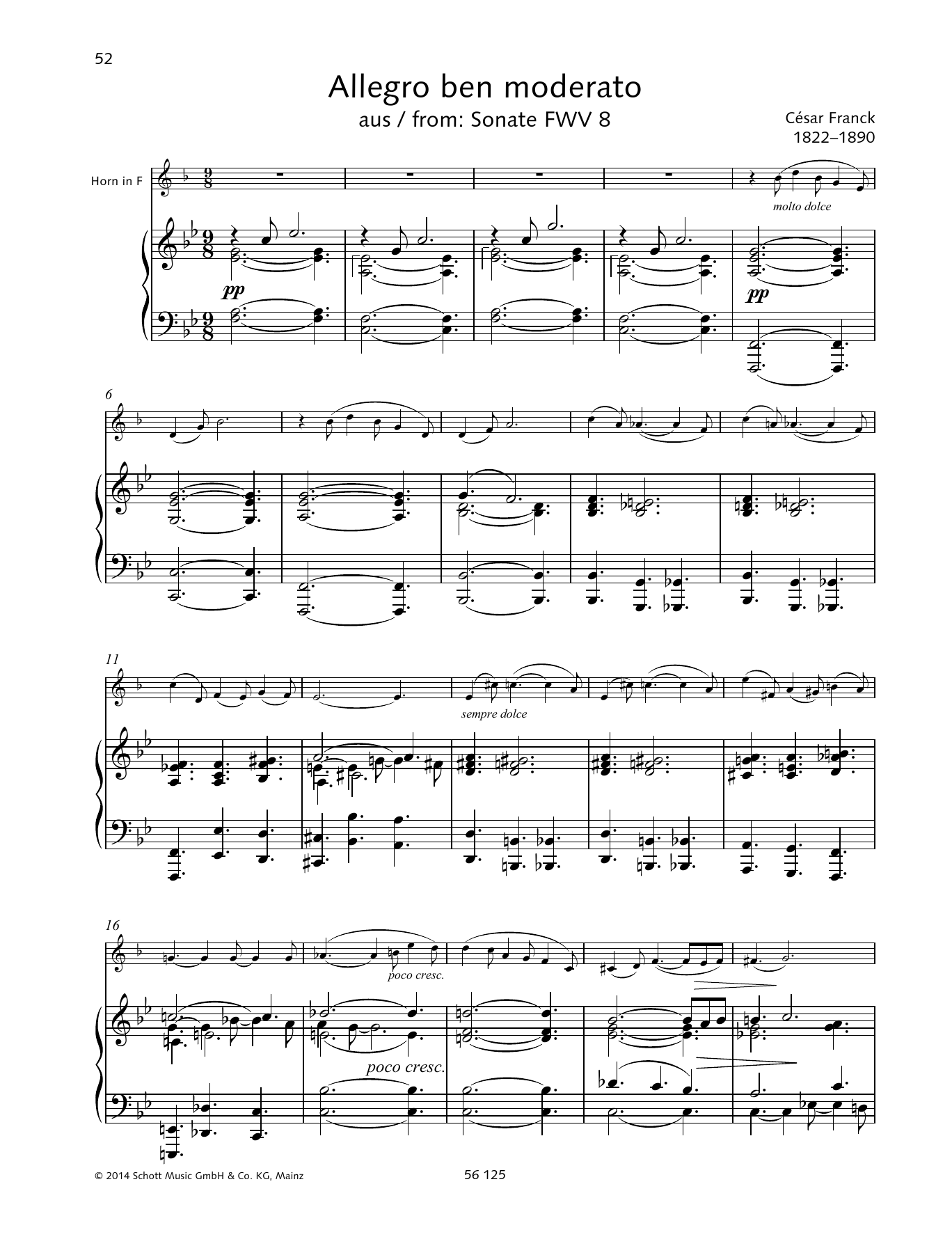 Download Cesar Franck Allegro ben moderato Sheet Music and learn how to play Brass Solo PDF digital score in minutes