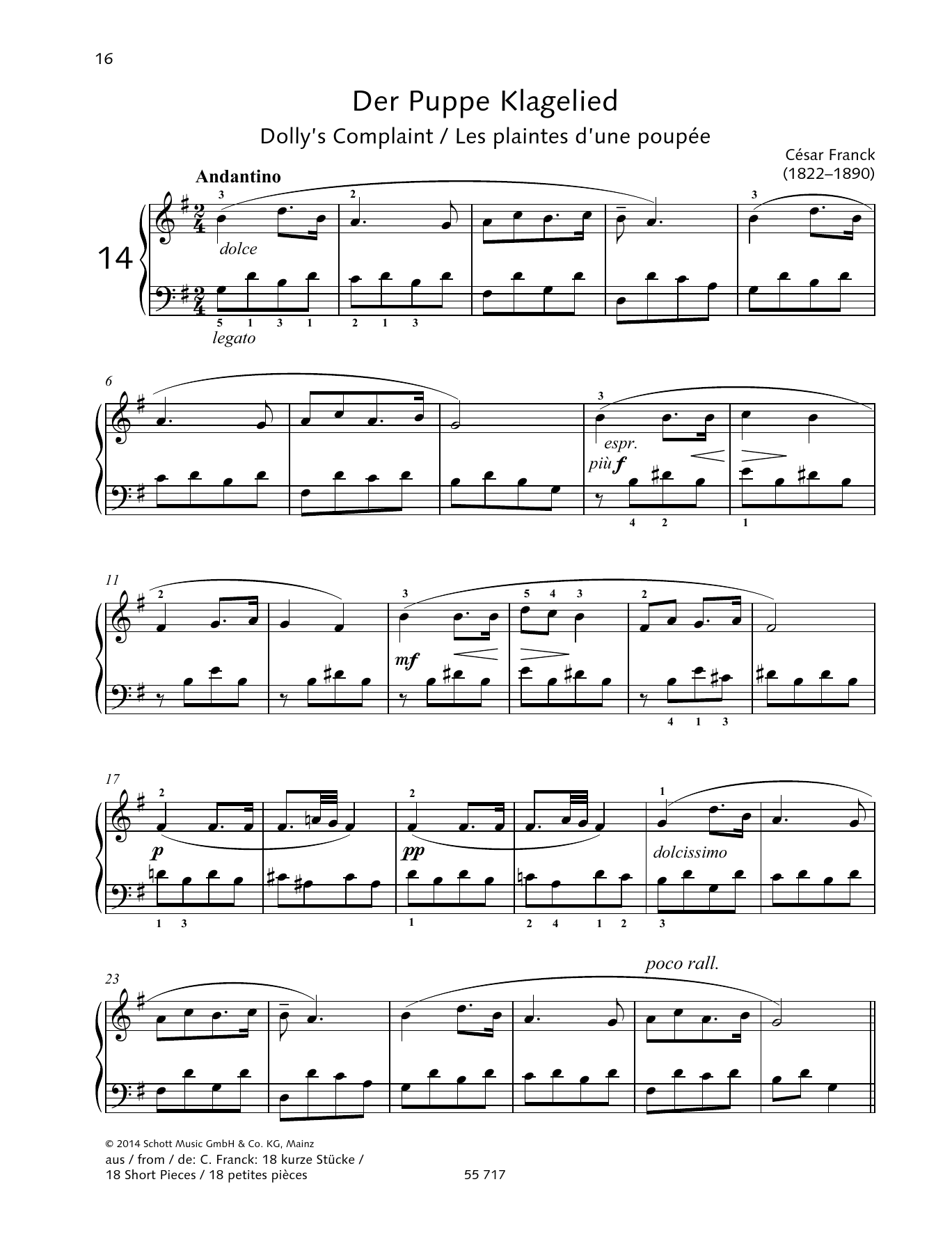 Download César Franck Dolly' Complaint Sheet Music and learn how to play Piano Solo PDF digital score in minutes