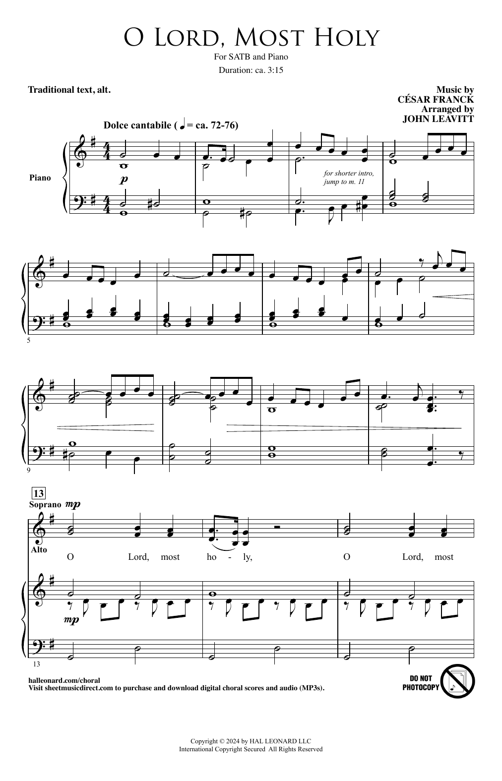 Download César Franck O Lord, Most Holy (arr. John Leavitt) Sheet Music and learn how to play SATB Choir PDF digital score in minutes