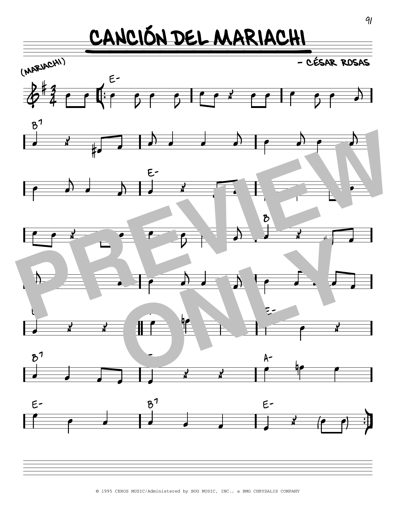 Download Cesar Rosas Cancion Del Mariachi Sheet Music and learn how to play Real Book – Melody & Chords PDF digital score in minutes