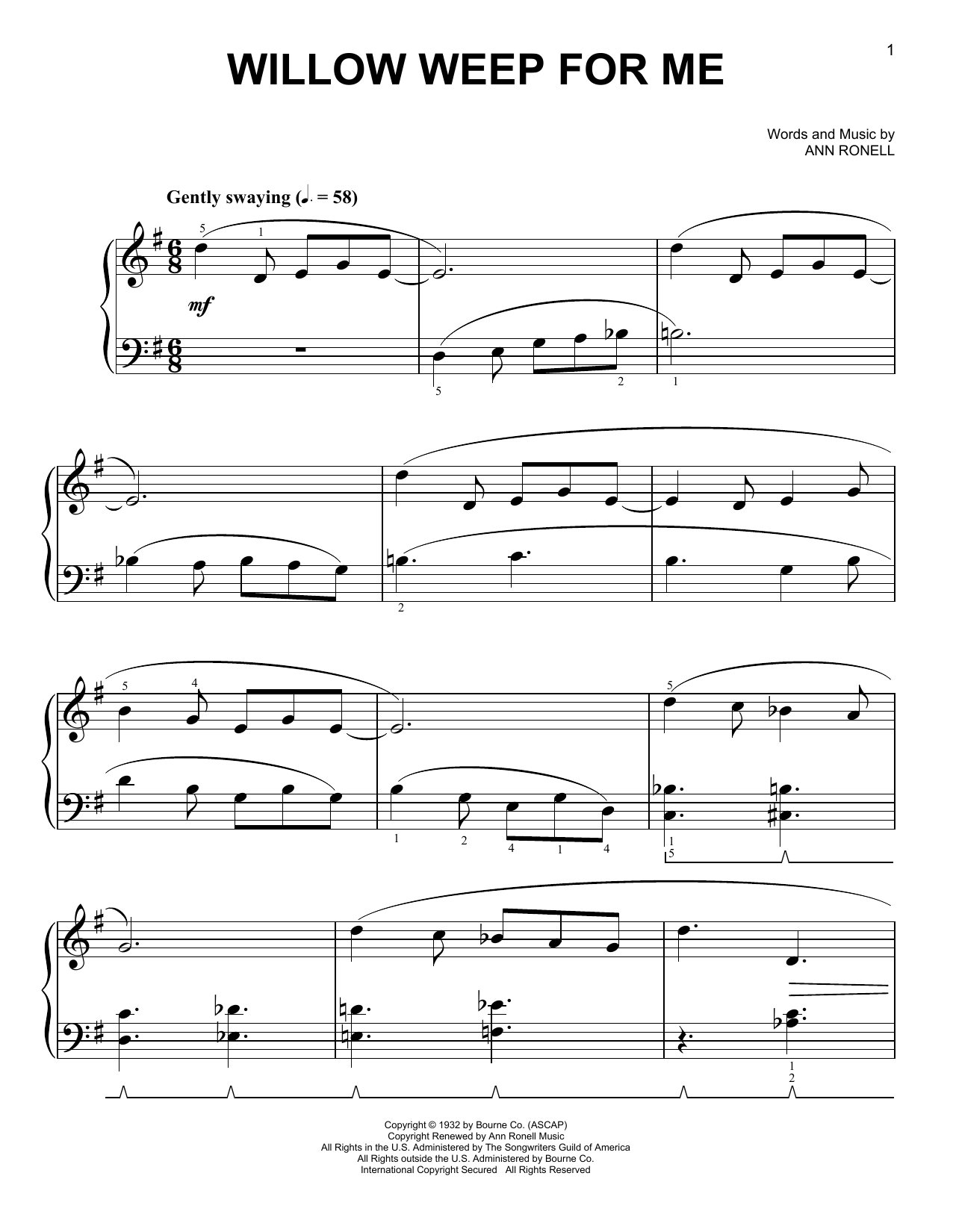 Download Phillip Keveren Willow Weep For Me Sheet Music and learn how to play Easy Piano PDF digital score in minutes