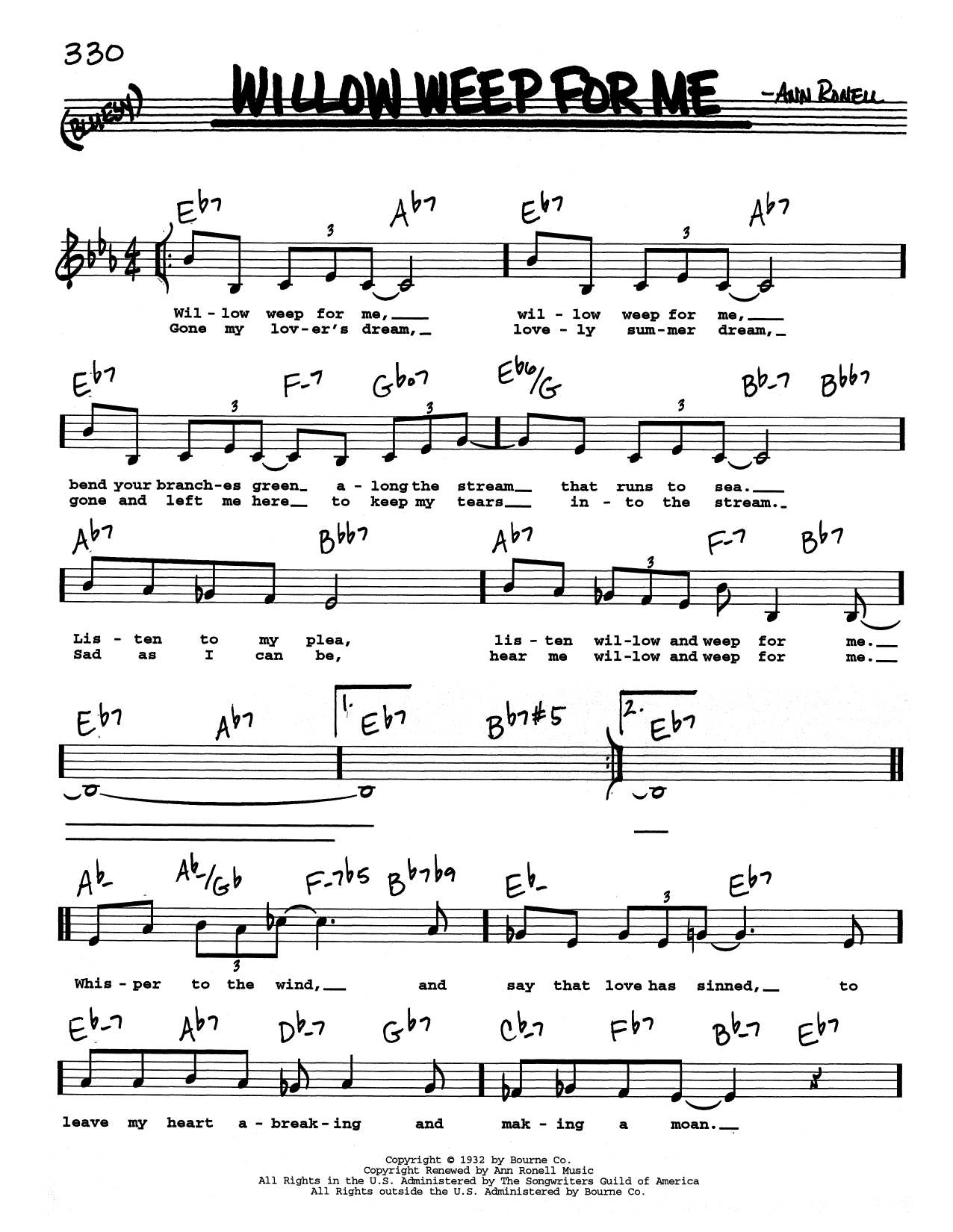 Download Chad & Jeremy Willow Weep For Me (Low Voice) Sheet Music and learn how to play Real Book – Melody, Lyrics & Chords PDF digital score in minutes