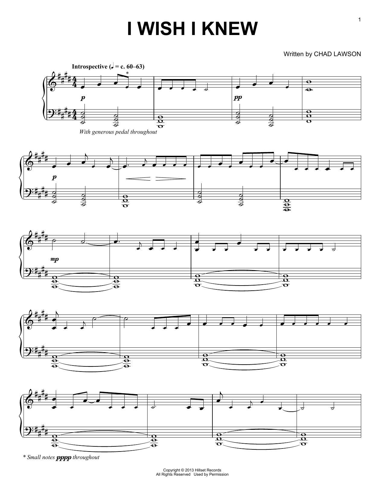 Download Chad Lawson I Wish I Knew Sheet Music and learn how to play Piano Solo PDF digital score in minutes