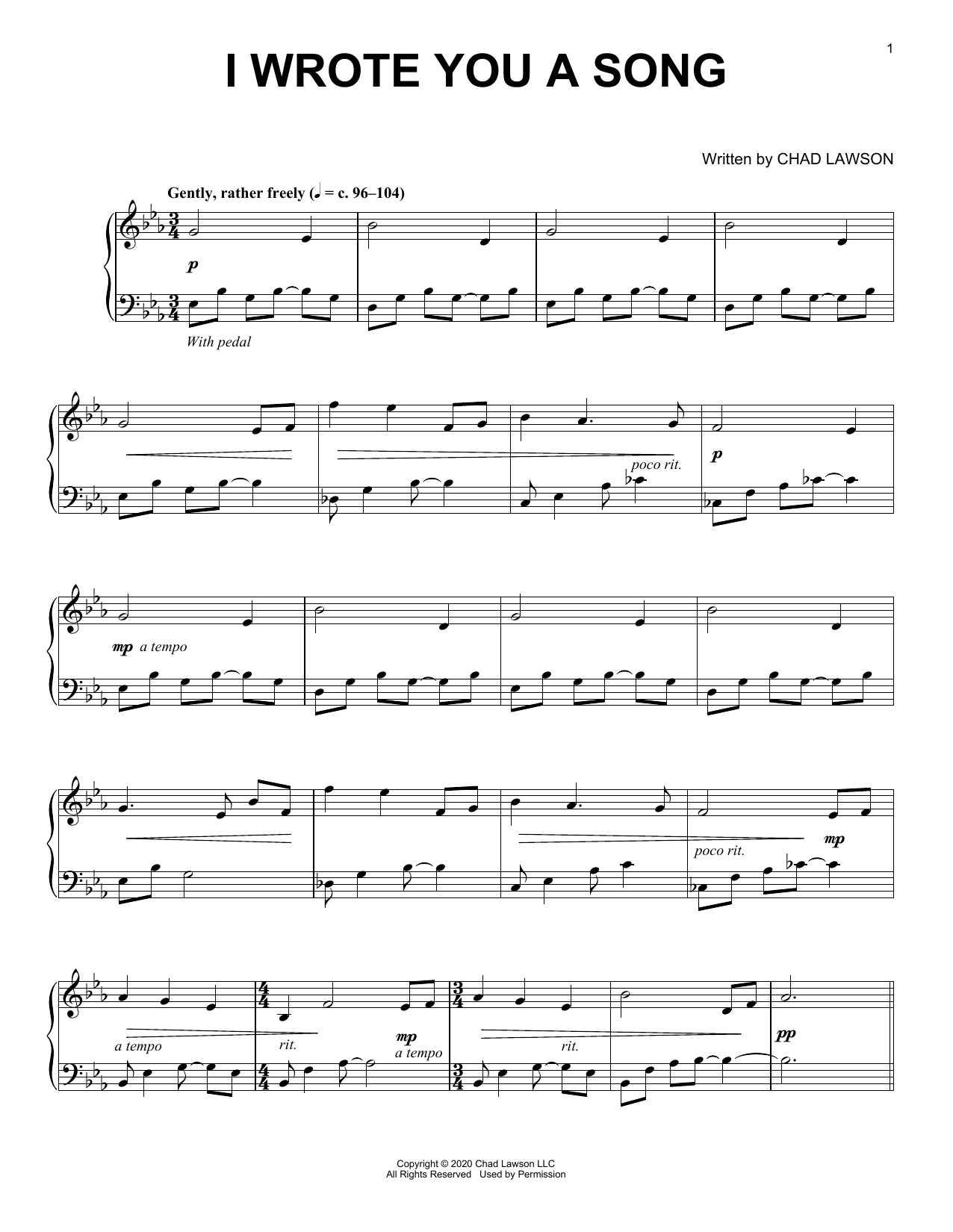 Download Chad Lawson I Wrote You A Song Sheet Music and learn how to play Piano Solo PDF digital score in minutes