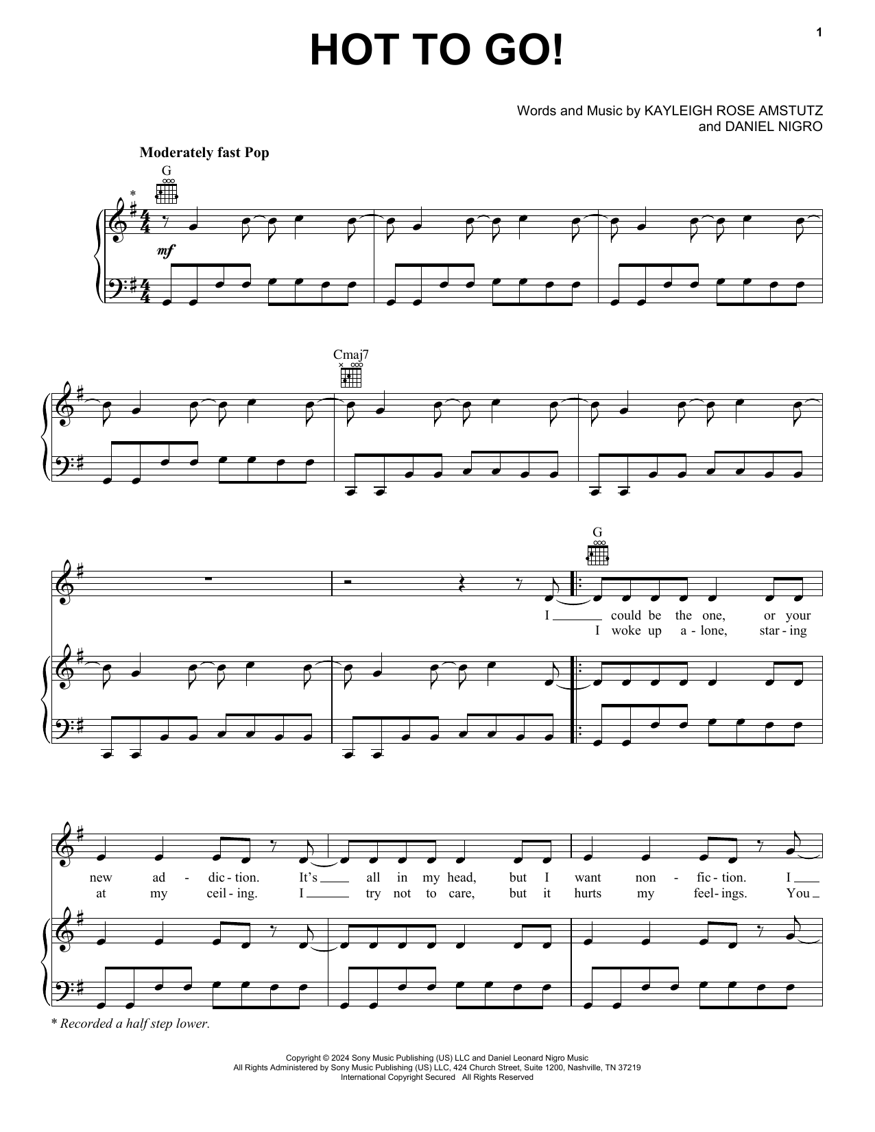 Download Chappell Roan HOT TO GO! Sheet Music and learn how to play Super Easy Piano PDF digital score in minutes