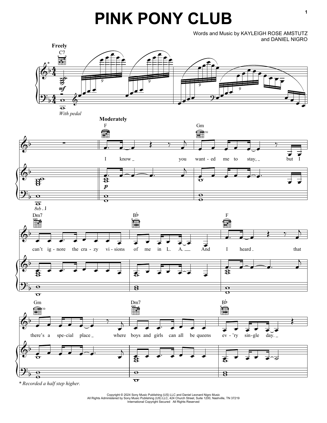 Download Chappell Roan Pink Pony Club Sheet Music and learn how to play Super Easy Piano PDF digital score in minutes