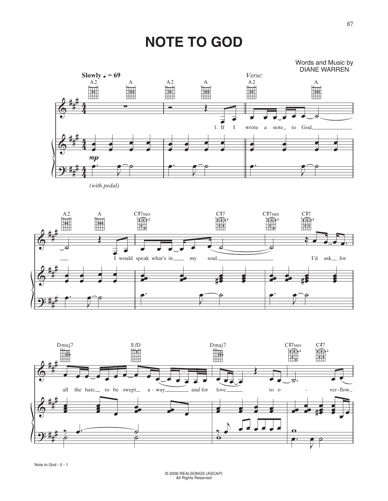Download Charice Note To God Sheet Music and learn how to play Piano, Vocal & Guitar Chords (Right-Hand Melody) PDF digital score in minutes