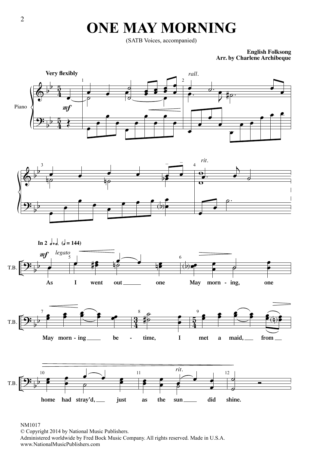 Download Charlene Archibeque One May Morning Sheet Music and learn how to play SATB Choir PDF digital score in minutes