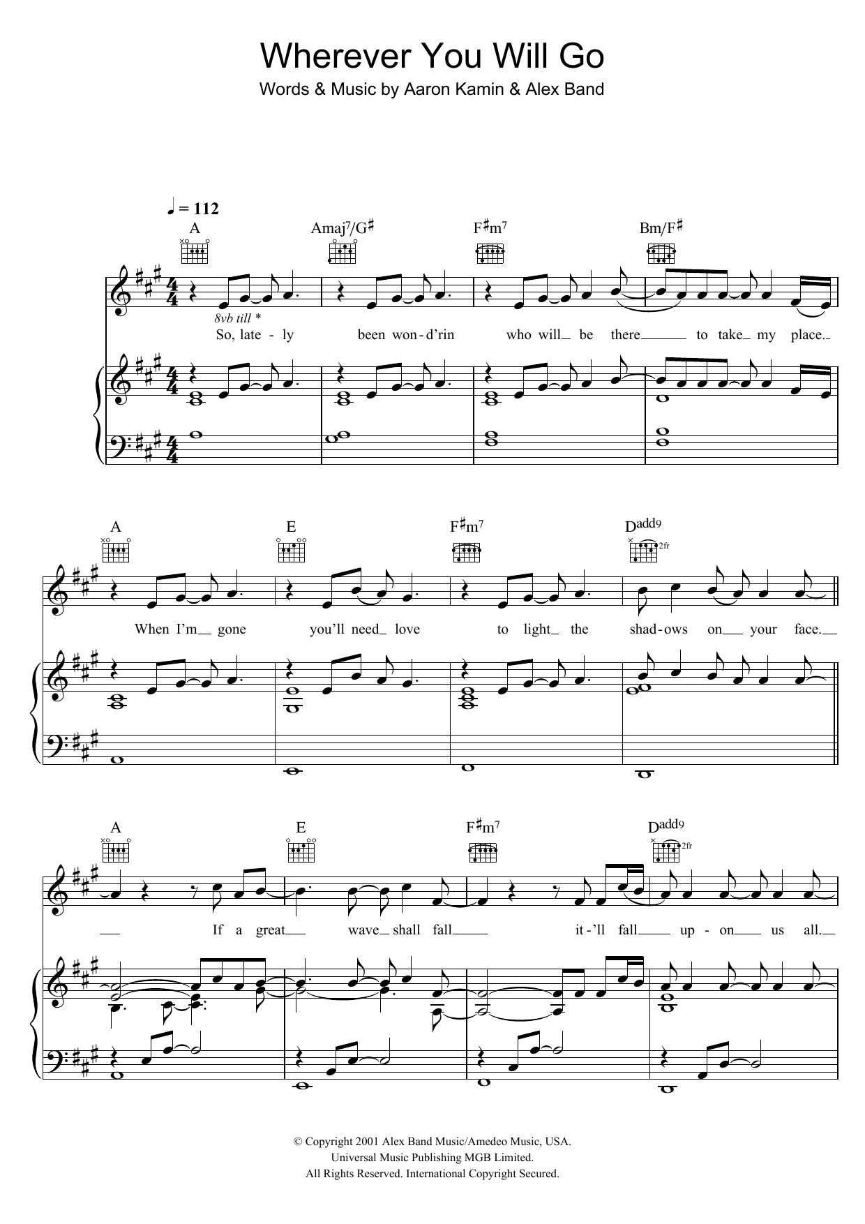 Download Charlene Soraia Wherever You Will Go Sheet Music and learn how to play Beginner Piano PDF digital score in minutes