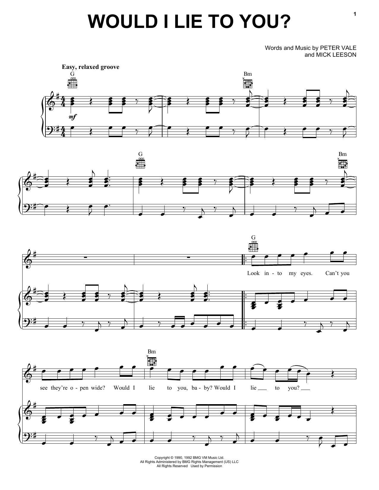 Download Charles & Eddie Would I Lie To You? Sheet Music and learn how to play Lyrics & Chords PDF digital score in minutes