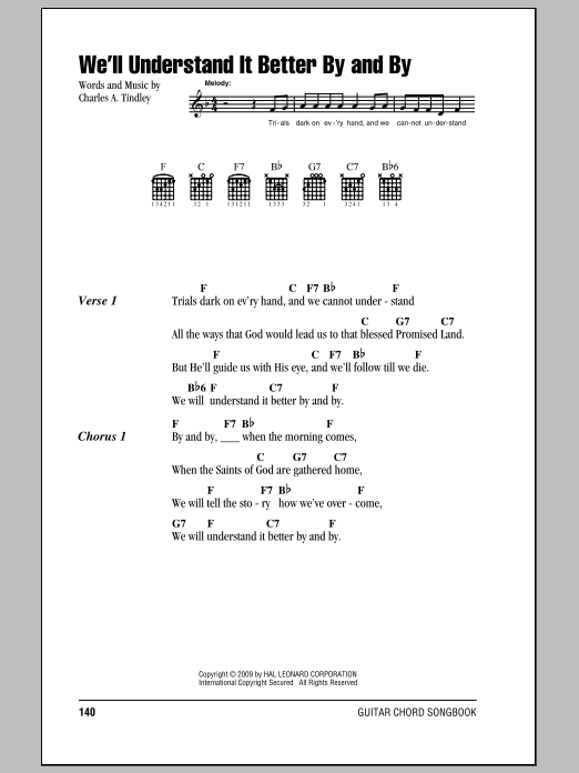 Download Charles A. Tindley We'll Understand It Better By And By Sheet Music and learn how to play Easy Guitar PDF digital score in minutes