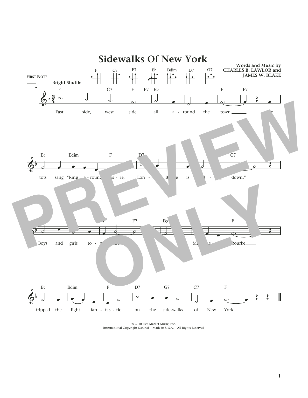 Download Charles B. Lawlor Sidewalks Of New York Sheet Music and learn how to play Ukulele PDF digital score in minutes