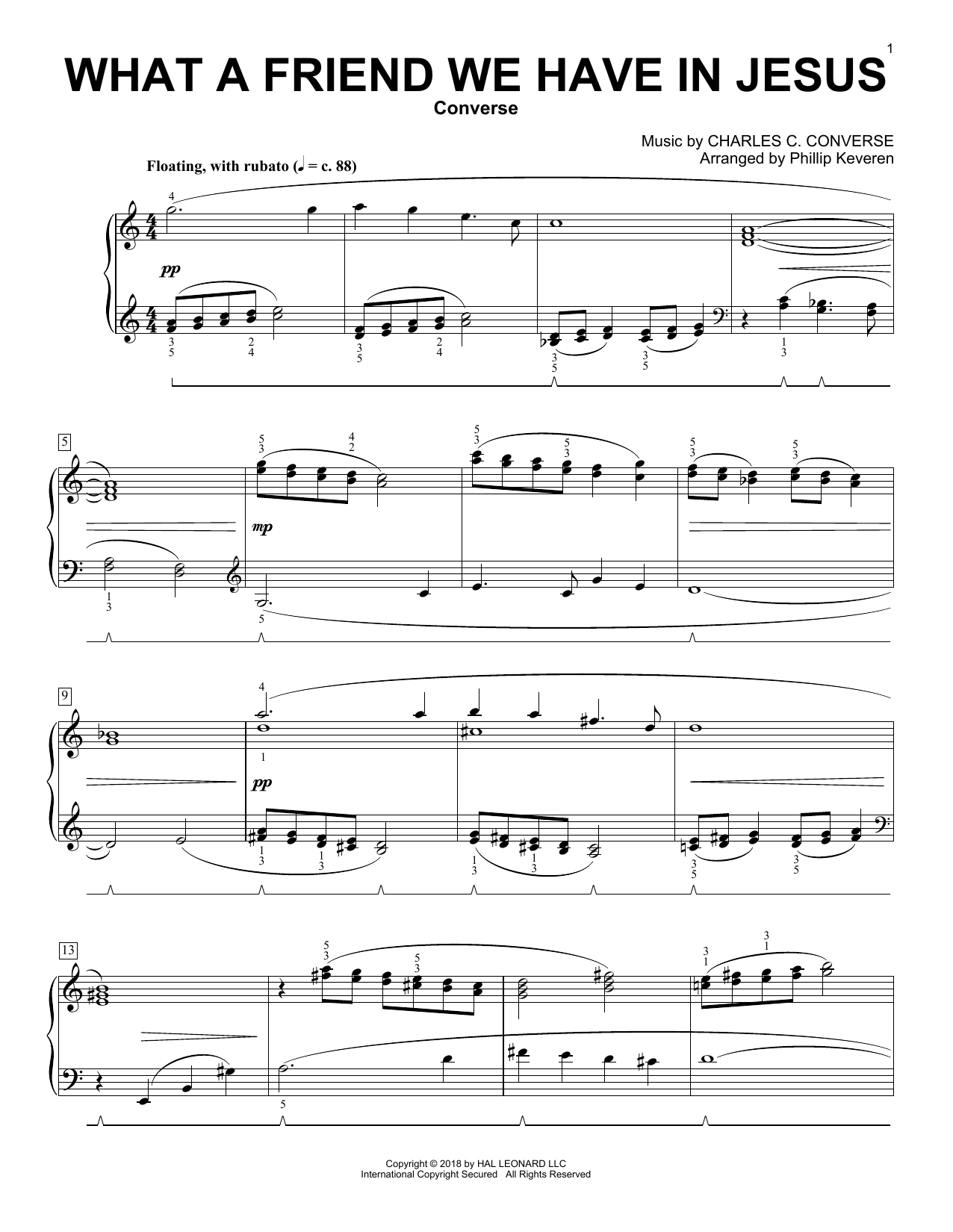 Download Charles C. Converse What A Friend We Have In Jesus [Classical version] (arr. Phillip Keveren) Sheet Music and learn how to play Piano Solo PDF digital score in minutes