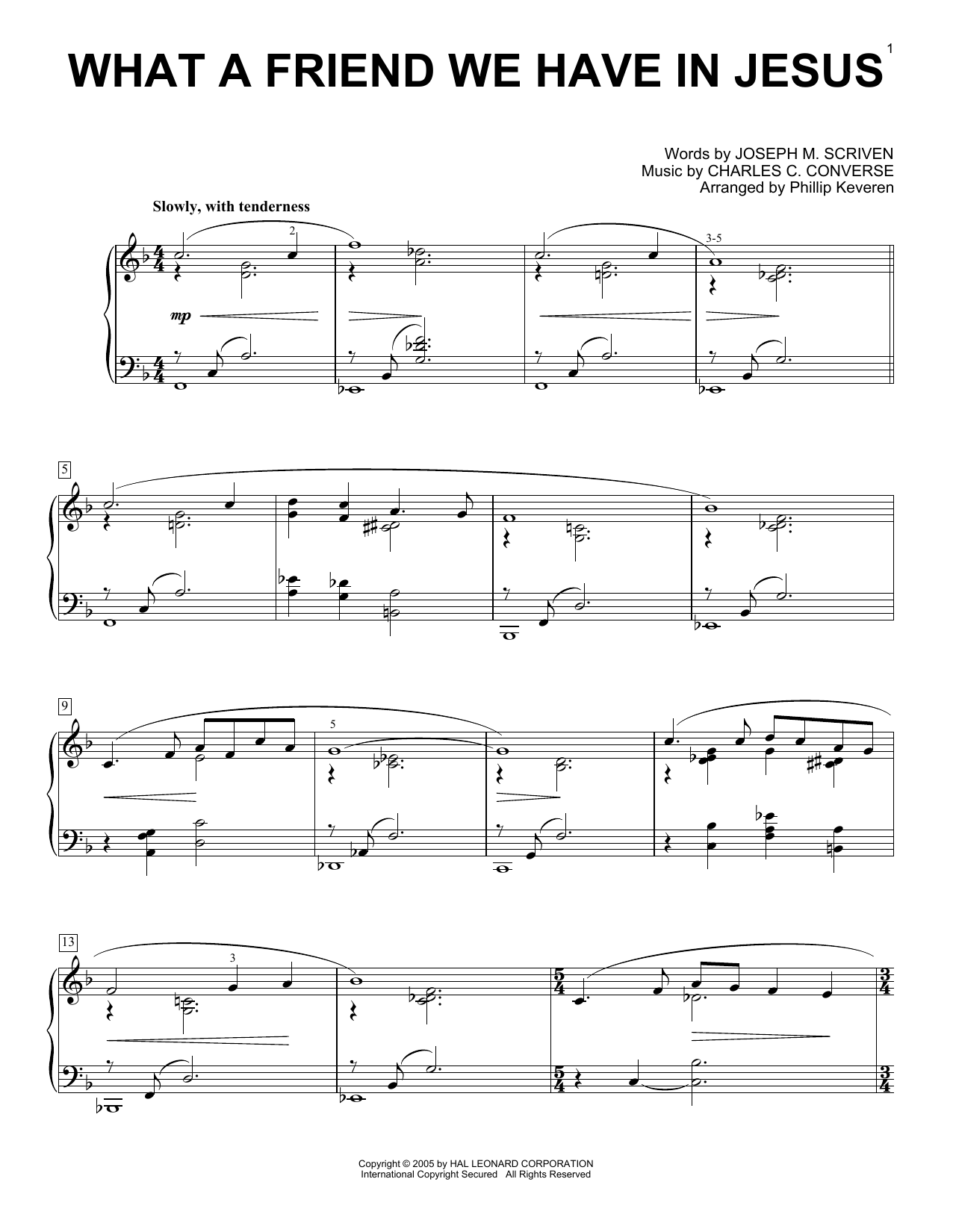 Download Charles C. Converse What A Friend We Have In Jesus [Jazz version] (arr. Phillip Keveren) Sheet Music and learn how to play Piano Solo PDF digital score in minutes
